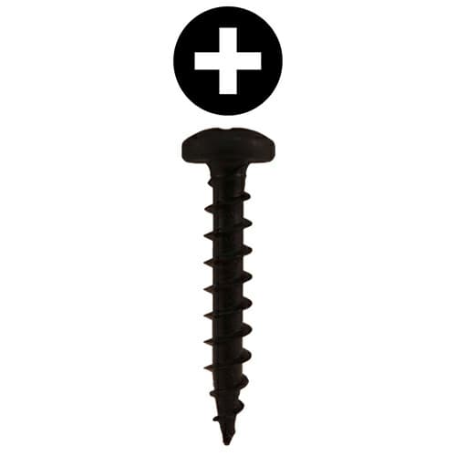 #6 x 5/8" Pan Head Hinge Edge Screws, Phillips Drive Coarse Thread and Sharp Point, Black, Box of Hundred by Quickscrews