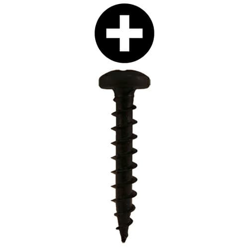 #10 x 5/8" Pan Head Hinge Edge Screws, Phillips Drive Coarse Thread and Sharp Point, Black, Box of Hundred by Quickscrews