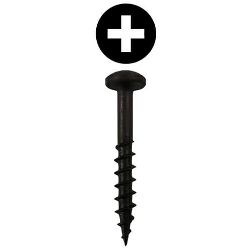 Quickscrews #10 Pan Head Phillips Drive Sharp Point Black Hinge and Drawer Slide Installation Screw