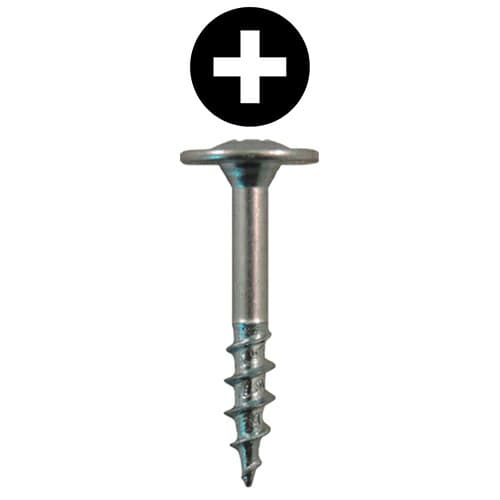 #8 x 1-1/8" Large Round Washer Head Drawer Front Adjusting Screws, Phillips Drive Coarse Thread and Sharp Point, Zinc, Box of Hundred by Quickscrews
