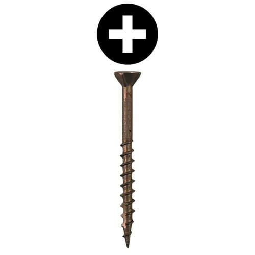 #10 x 3-1/2" Flat Head Assembly Screws, Phillips Drive Coarse Thread with Nibs and Double Auger Point, Plain, Box of 2.5 Hundred by Quickscrews