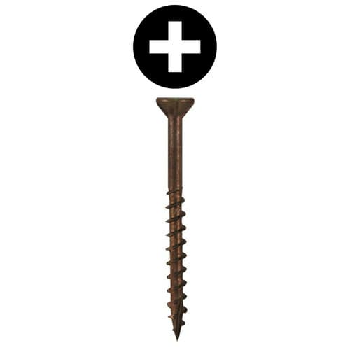#10 x 4" Flat Head Assembly Screws, Phillips Drive Coarse Thread with Nibs and Double Auger Point, Plain, Box of 2.5 Hundred by Quickscrews
