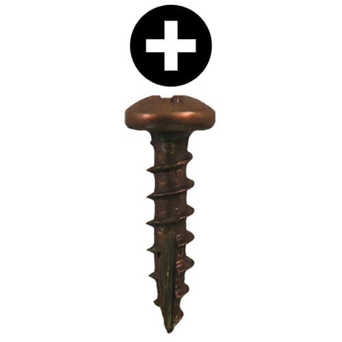 Quickscrews #6 Pan Head Phillips Drive Type 17 Auger Point Antique Brass Hinge and Drawer Slide Installation Screw