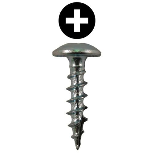#8 x 3/4" Truss Head Compact Hinge Screws, Phillips Drive Coarse Thread and Type 17 Auger Point, Zinc, Box of Hundred by Quickscrews