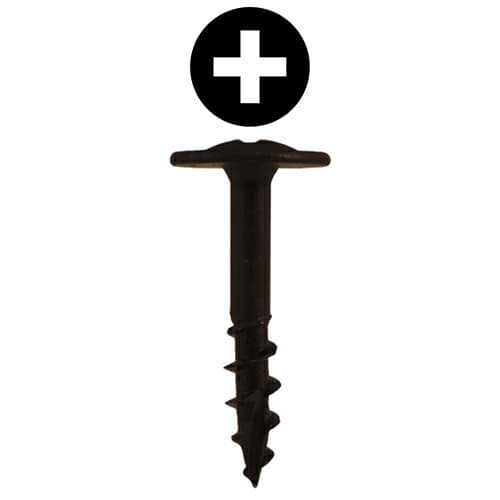 #8 x 1" Large Round Washer Head Drawer Front Adjusting Screws, Phillips Drive Coarse Thread and Type 17 Auger Point, Black, Box of 7 Thousand by Quickscrews