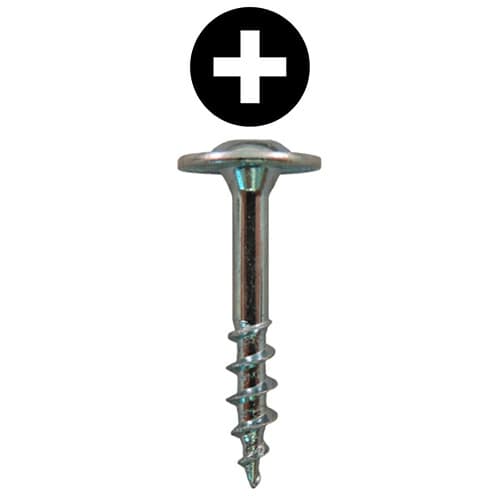 #8 x 7/8" Large Round Washer Head Drawer Front Adjusting Screws, Phillips Drive Coarse Thread and Sharp Point, Zinc, Box of 1 Thousand by Quickscrews