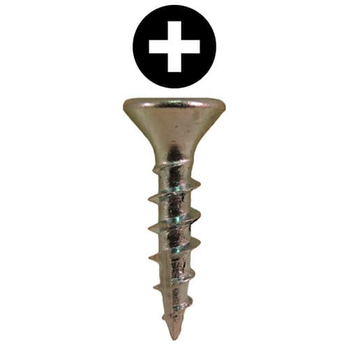 #6 x 1/2" Flat Head Hinge Edge Screws, Phillips Drive Coarse Thread and Type 17 Auger Point, Zinc, Box of 25 Thousand by Quickscrews