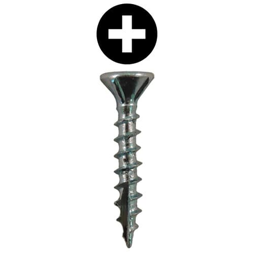 #8 x 1" Flat Head Assembly Screws, Phillips Drive Coarse Thread with Nibs and Type 17 Auger Point, Zinc, Box of 1 Thousand by Quickscrews