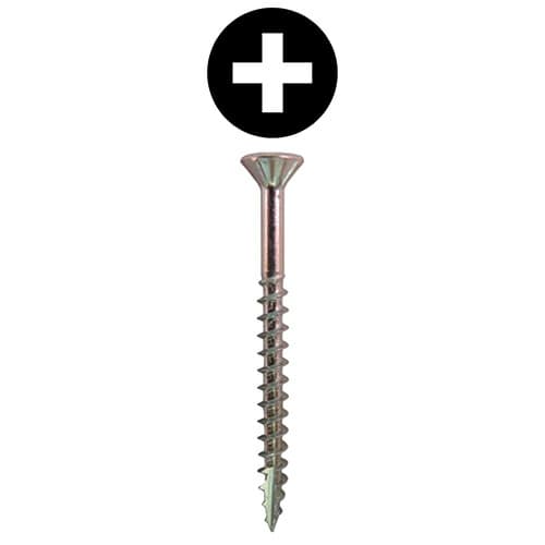 #9 x 3" Flat Head Assembly Screws, Phillips Drive Coarse Thread with Nibs and Type 17 Auger Point, Zinc, Box of 5 Hundred by Quickscrews
