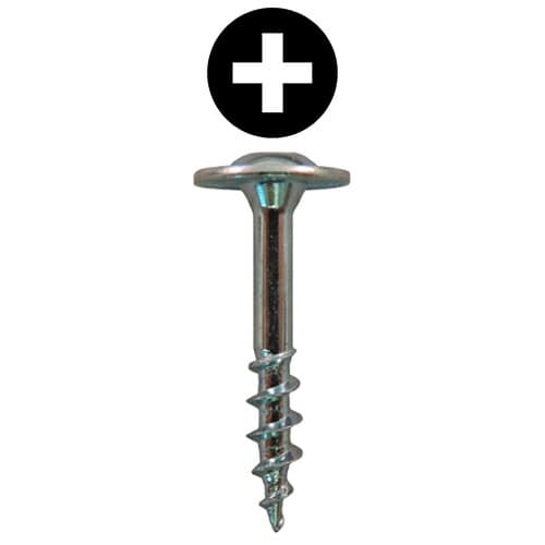 #8 x 7/8" Large Round Washer Head Drawer Front Adjusting Screws, Phillips Drive Coarse Thread and Sharp Point, Zinc, Box of Hundred by Quickscrews