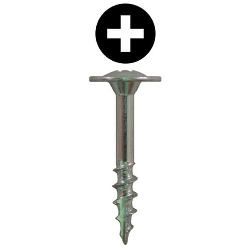 #8 x 1" Large Round Washer Head Drawer Front Adjusting Screws, Phillips Drive Coarse Thread and Type 17 Auger Point, Zinc, Box of 1 Thousand by Quickscrews