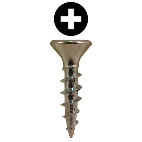 #6 x 1/2" Flat Head Hinge Edge Screws, Phillips Drive Coarse Thread and Type 17 Auger Point, Zinc, Box of 5 Thousand by Quickscrews