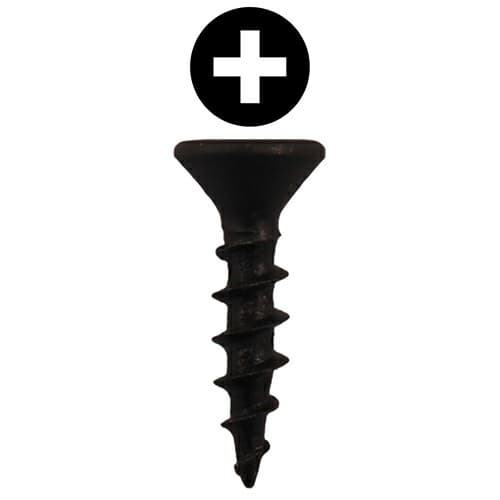 #8 x 5/8" Flat Head Drawer Slide Screws, Phillips Drive Coarse Thread and Sharp Point, Black, Box of Hundred by Quickscrews