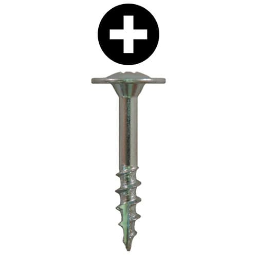 #8 x 1-1/2" Large Round Washer Head Drawer Front Adjusting Screws, Phillips Drive Coarse Thread and Type 17 Auger Point, Zinc, Box of 5 Thousand by Quickscrews