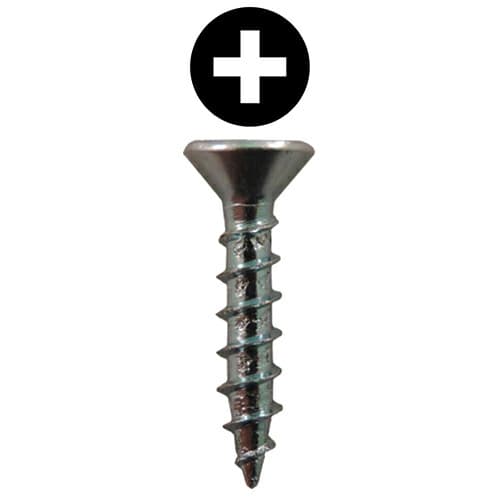 #6 x 5/8" Large Flat Head Hinge Edge Screws, Phillips Drive Coarse Thread and Sharp Point, Zinc, Box of Hundred by Quickscrews