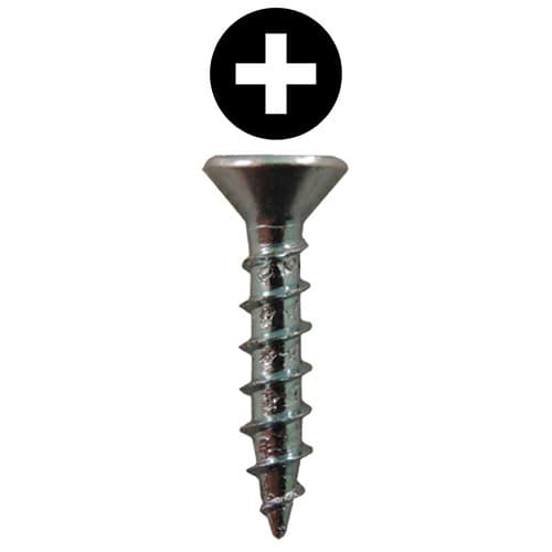 #6 x 3/4" Large Flat Head Hinge Edge Screws, Phillips Drive Coarse Thread and Sharp Point, Zinc, Box of Hundred by Quickscrews
