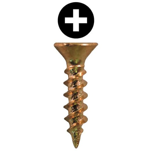 Quickscrews #6 Flat Head Phillips Drive Sharp Point Bright Brass Hinge and Drawer Slide Installation Screw