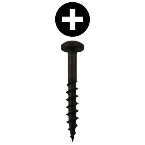 Quickscrews #8 Pan Head Phillips Drive Sharp Point Black Hinge and Drawer Slide Installation Screw