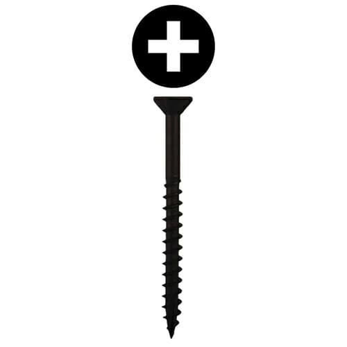 #8 x 2" Flat Head Assembly Screws, Phillips Drive Coarse Thread with Nibs and Type 17 Auger Point, Black, Box of 4 Thousand by Quickscrews