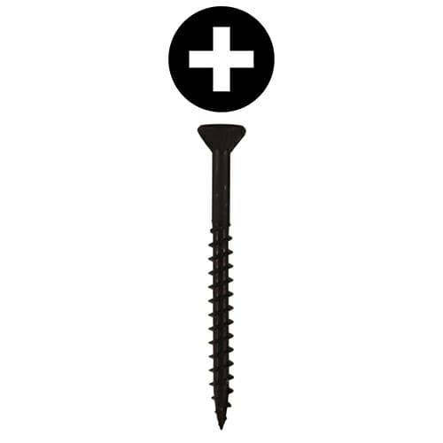 #9 x 2-1/2" Flat Head Assembly Screws, Phillips Drive Coarse Thread with Nibs and Type 17 Auger Point, Black, Box of 2.5 Thousand by Quickscrews