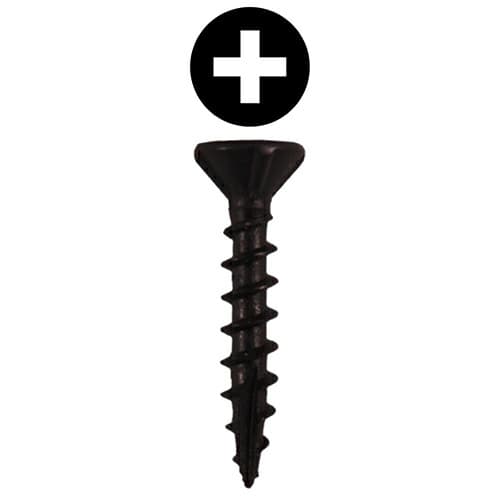 #8 x 1-1/4" Flat Head Assembly Screws, Phillips Drive Coarse Thread with Nibs and Type 17 Auger Point, Black, Box of 1 Thousand by Quickscrews