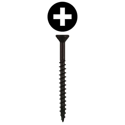 #8 x 1-5/8" Flat Head Assembly Screws, Phillips Drive Coarse Thread with Nibs and Type 17 Auger Point, Black, Box of 1 Thousand by Quickscrews