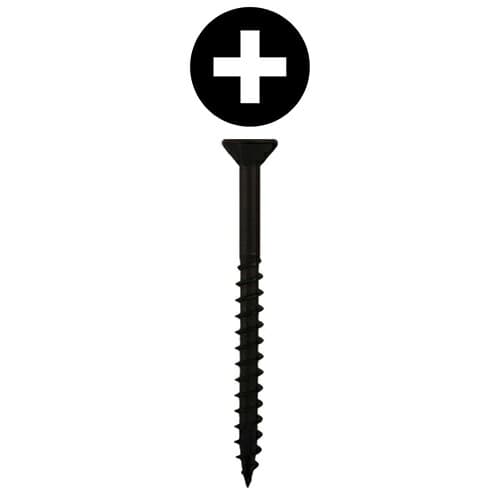 #9 x 2-1/2" Flat Head Assembly Screws, Phillips Drive Coarse Thread with Nibs and Type 17 Auger Point, Black, Box of 5 Hundred by Quickscrews