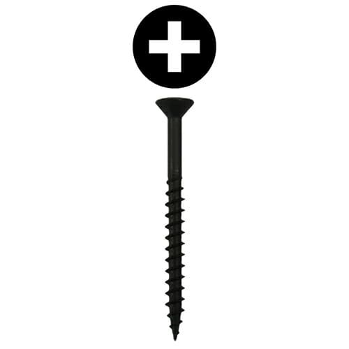 #8 x 1-5/8" Flat Head Assembly Screws, Phillips Drive Coarse Thread and Sharp Point, Black, Box of Hundred by Quickscrews