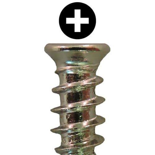6.3mm x 7.5mm Flat Head Euro Screws, Phillips Drive Type B Thread and Blunt Point, Nickel, Box of 1 Thousand by Quickscrews