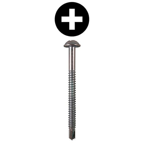 #14 x 3" Round Washer Head Installation Screws, Phillips Drive Partial Thread and SDS-Metal Self-Drilling Point, Zinc, Box of Thousand by Quickscrews