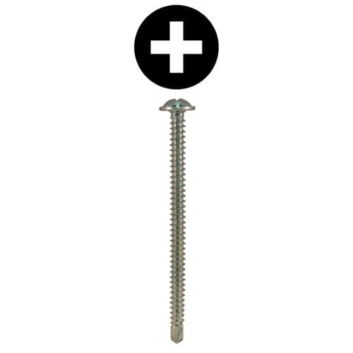 #14 x 3" Round Washer Head Installation Screws, Phillips Drive Partial Thread and SDS-Metal Self-Drilling Point, Zinc, Box of Hundred by Quickscrews