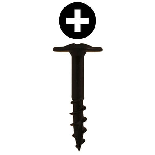 #8 x 1" Large Round Washer Head Drawer Front Adjusting Screws, Phillips Drive Coarse Thread and Type 17 Auger Point, Black, Box of Hundred by Quickscrews