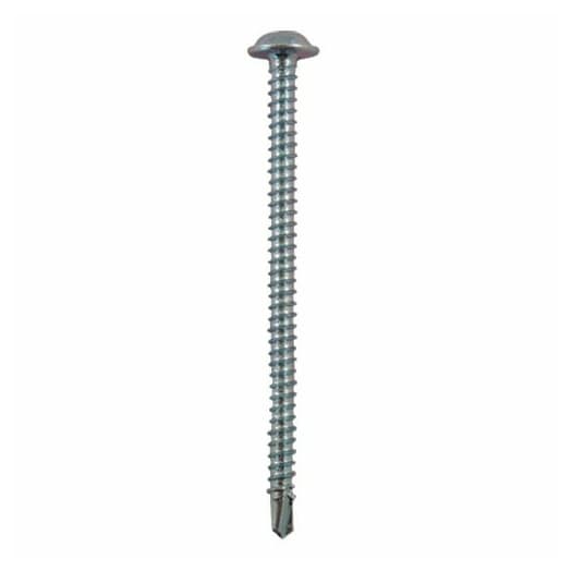 #10 x 2-1/2" Round Washer Head Installation Screws, Square Drive Full Thread and SDS-Metal Self-Drilling Point, Zinc - White Head, Box of 5 Hundred by Quickscrews