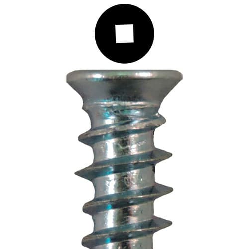 6.3mm x 11.5mm Flat Head Euro Screws, Square Drive Type B Thread and Blunt Point, Zinc, Box of 1 Thousand by Quickscrews