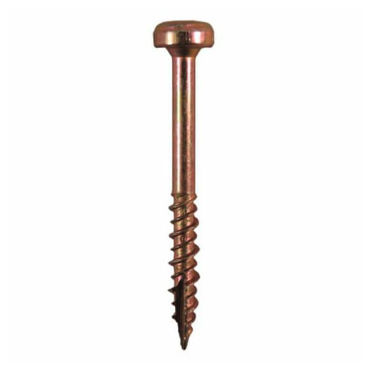 #7 x 1-1/2" Modified Pan Head Face Frame/Pocket-Hole Screws, Square Drive Hi-Low Thread and Type 17 Auger Point, Yellow Zinc, Box of 1 Thousand by Quickscrews