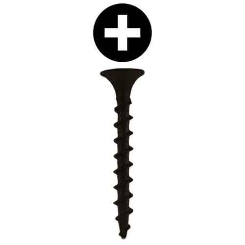 #6 x 2" Bugle Head Drywall Screws, Phillips Drive Coarse Thread and Sharp Point, Black, Box of Hundred by Quickscrews