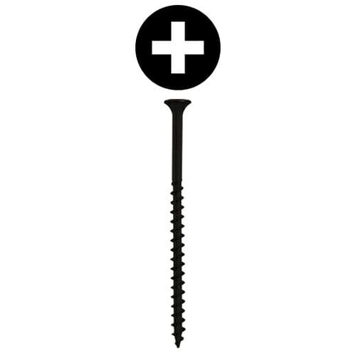 #8 x 3" Bugle Head Drywall Screws, Phillips Drive Coarse Thread and Sharp Point, Black, Box of Hundred by Quickscrews