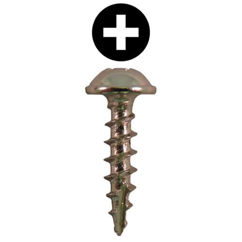 #8 x 3/4" Round Washer Head Compact Hinge Screws, Phillips Drive Coarse Thread and Type 17 Auger Point, Nickel, Box of 1 Thousand by Quickscrews