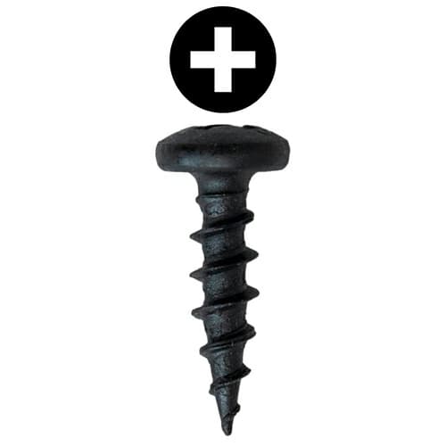 #8 x 5/8" Pan Head Hinge & Drawer Slide Screws, Phillips Drive Coarse Thread and Type 17 Auger Point, Black, Box of 12 Thousand by Quickscrews