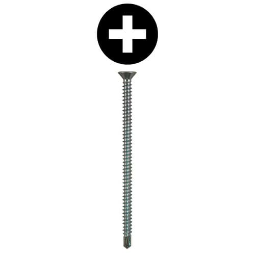 #8 x 3" Flat Head Installation Screws, Phillips Drive Partial Thread and Self Drilling Point, Zinc, Box of 1.25 Thousand by Quickscrews