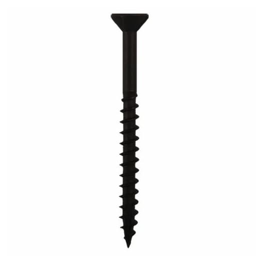 #8 x 2-1/4" Flat Head Assembly Screws, Square Drive Coarse Thread with Nibs and Type 17 Auger Point, Black, Box of Hundred by Quickscrews