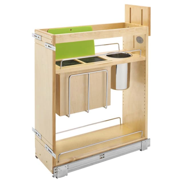 448KB Series Base Cabinet Pullout w/Knife Block & 1 Utensil Bins, Rev-A-Shelf
