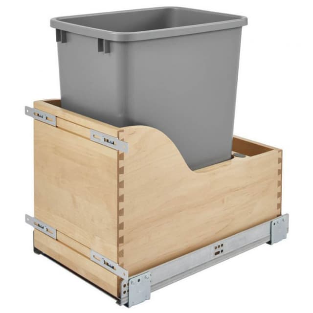 Single 32 QT Bottom-Mount Waste Container Pullout, Soft-Closing
