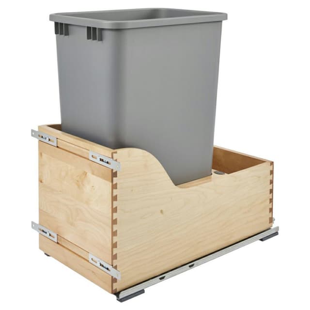 Single 50 QT Waste Container Pullout with BLUMOTION Tandem and Servo Drive, Silver