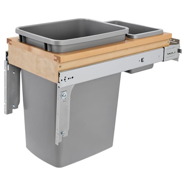Rev-A-Shelf Corporation 4WCTM-BBSCDM Series Single Bin Top Mount Waste Container for 12" Cabinets, 35 quart, for Face-Frames