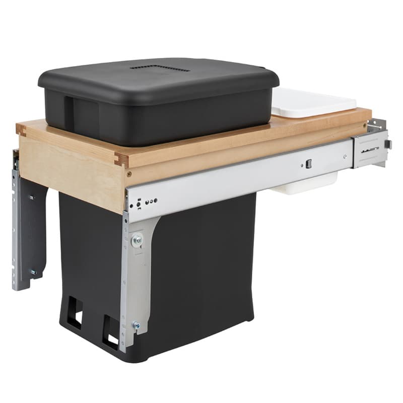 Single 6 Gallon Top-Mount Compost Waste Container Pullout with Soft-Closing for 12" Opening Width, Black