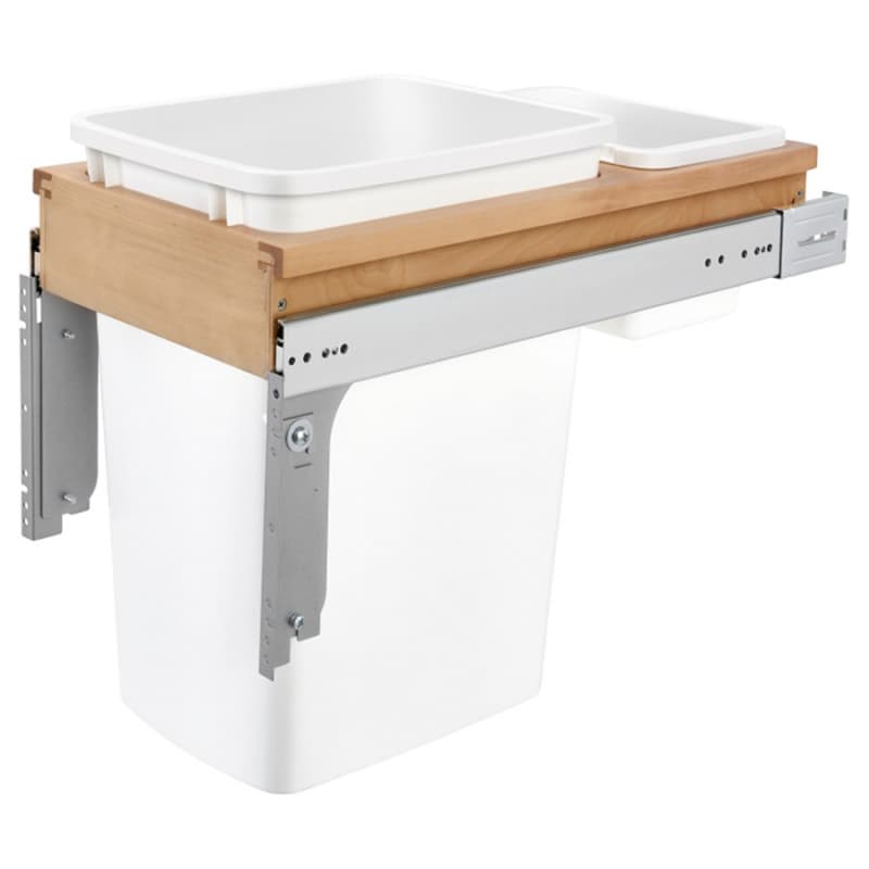 Single 35 QT Top-Mount Waste Container Pullout, Standard Close for 1-1/2" Face Frame, White