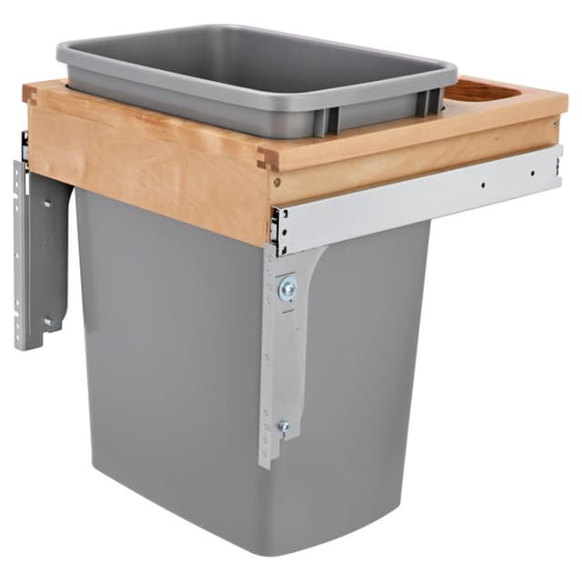 Single 35 QT Top-Mount Waste Container Pullout for 1-1/2" Face Frame, Silver