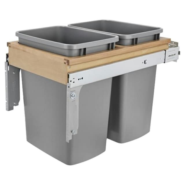 Rev-A-Shelf Corporation 4WCTM-BBSCDM Series Double Bin Top Mount Waste Container for 18" Cabinets, 35 quart, for Face-Frames