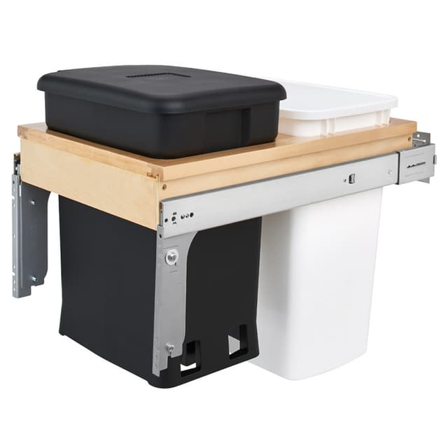 Rev-A-Shelf Corporation 4WCTM-CK Series Top Mount Double Bin Waste Container, 35 quart, for Face-Frames
